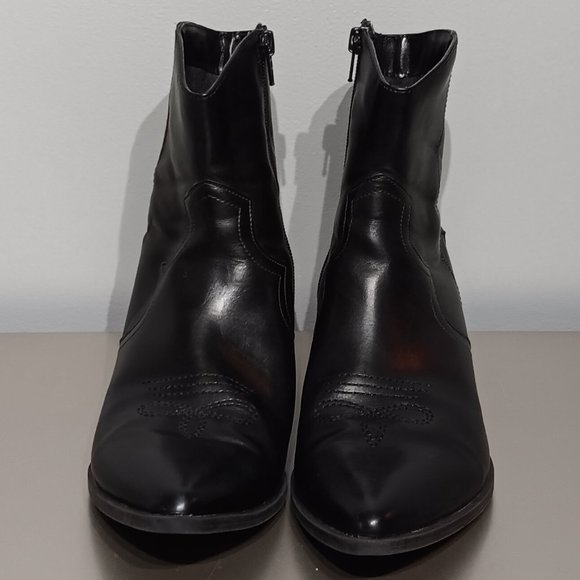 Pull & Bear Black Faux Leather Cowgirl Chelsea Ankle Boots. (Women's Size 7.5) - Picture 4 of 6